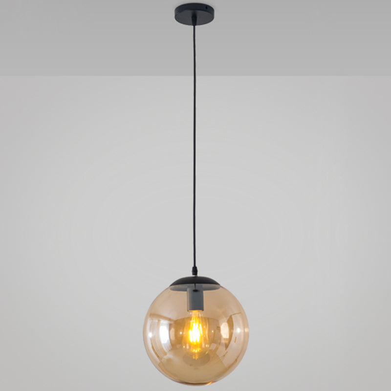 Minimalist 1-Light Pendant Light Bubble Transparent Glass Ball Shade With 39 Hanging Wire Amber / 8