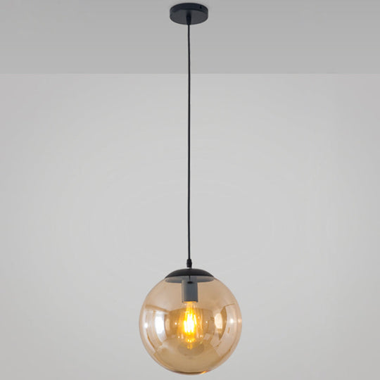 Minimalist 1-Light Pendant Light Bubble Transparent Glass Ball Shade With 39 Hanging Wire Amber / 8