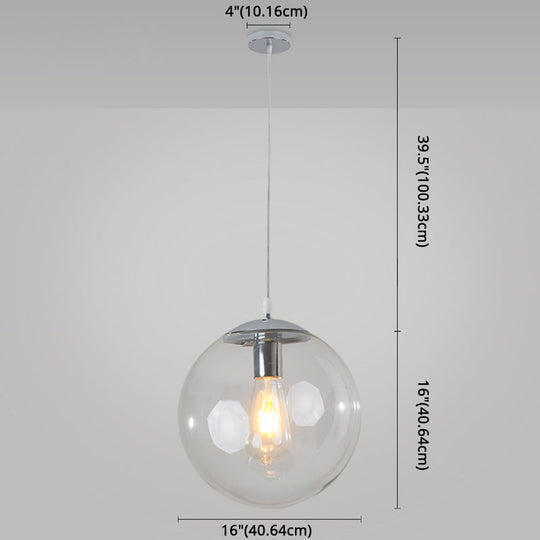 Minimalist 1-Light Pendant Light Bubble Transparent Glass Ball Shade With 39 Hanging Wire