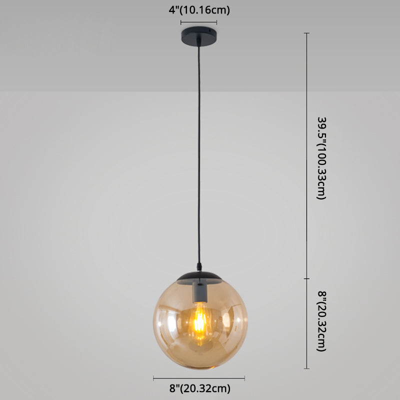 Minimalist Transparent Glass Ball Pendant Light With 39’ Hanging Wire