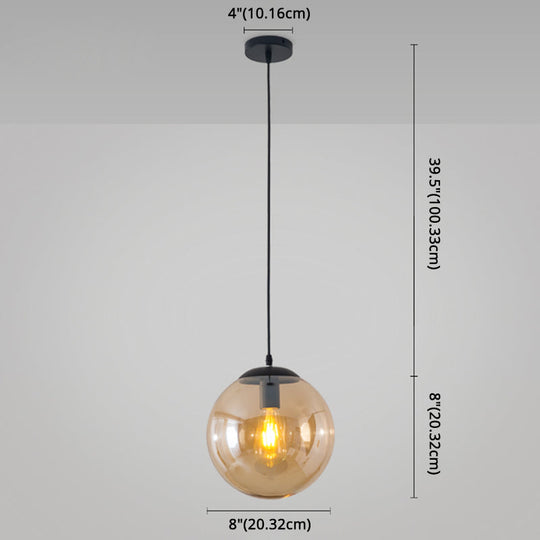 Minimalist Transparent Glass Ball Pendant Light With 39’ Hanging Wire