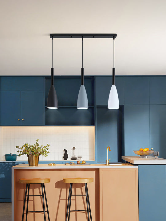 Metal Goblet Shade Hanging Light - Macaroon Style 3 Lights Perfect For Dining Room And Foyer