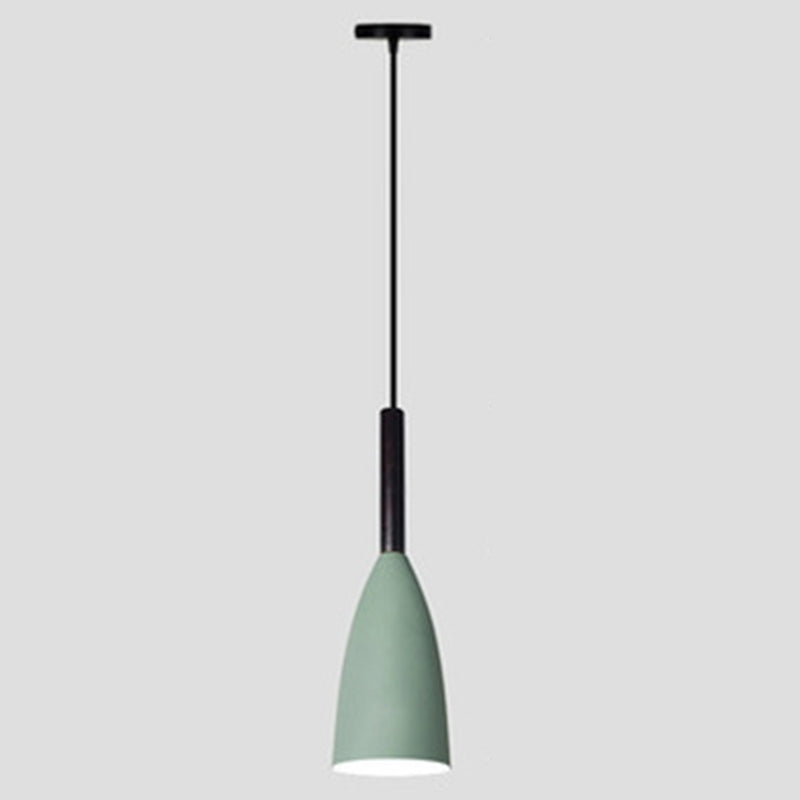 Macaroon Metal Goblet Pendant Lamp For Dining Room - Single Light Downlighting Fixture Green
