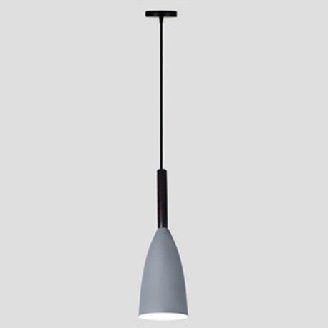 Macaroon Metal Goblet Pendant Lamp For Dining Room - Single Light Downlighting Fixture Grey