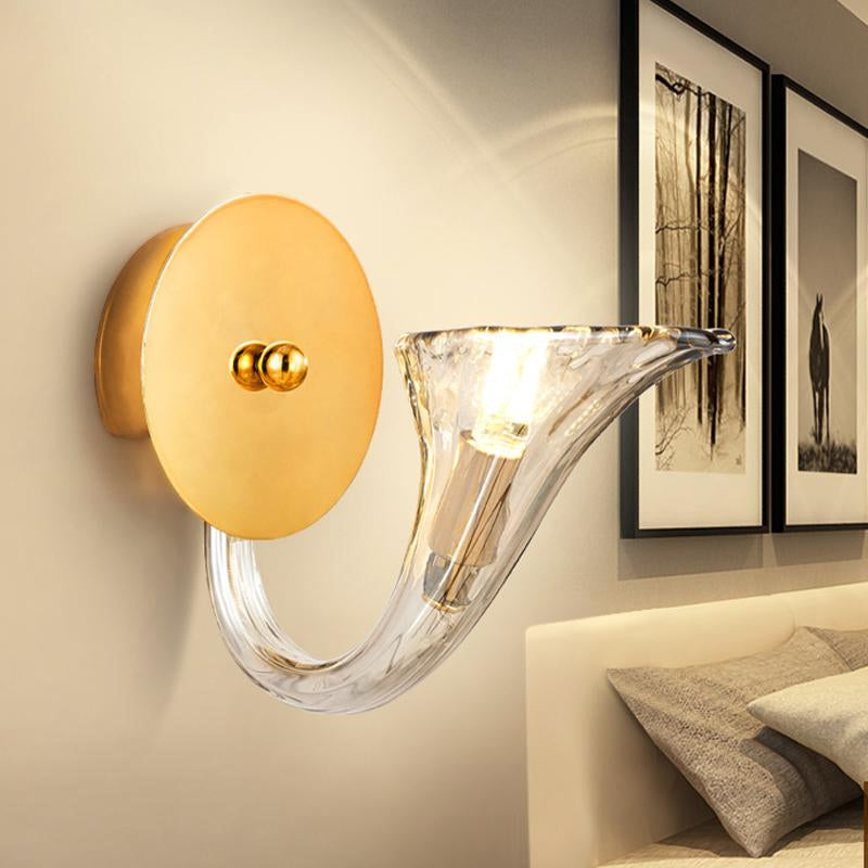 Contemporary Clear Glass Sconce In Gold For Corridor