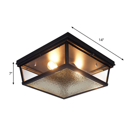 Modern Industrial Black Ceiling Lamp With 2 Lights & Flush Mount For Corridors