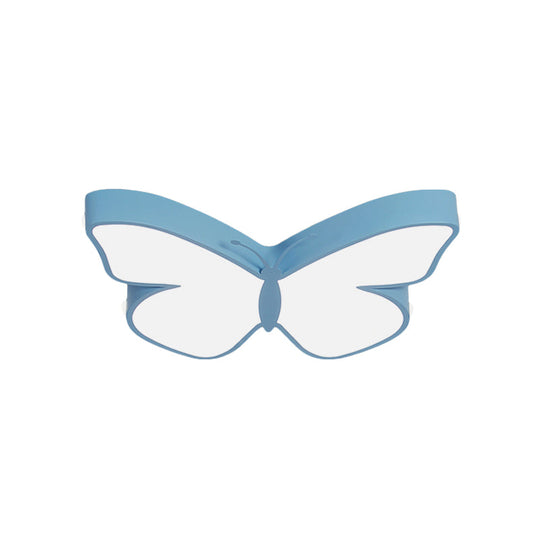 Butterfly Led Flush Mount Lamp In Warm/White Light 19.5’/23.5’ Width - White/Pink/Blue Cartoon