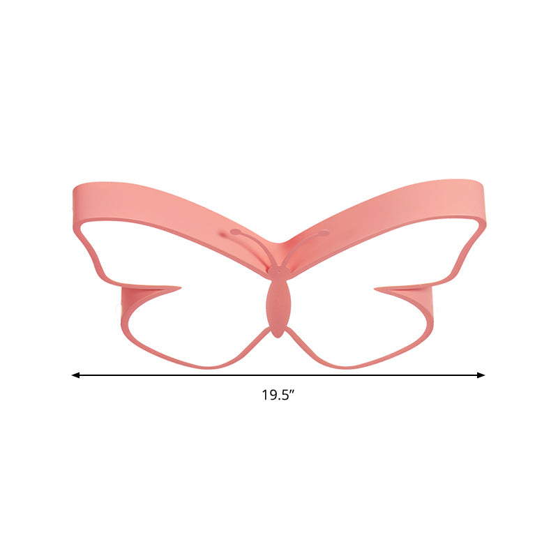Butterfly Led Flush Mount Lamp In Warm/White Light 19.5’/23.5’ Width - White/Pink/Blue Cartoon
