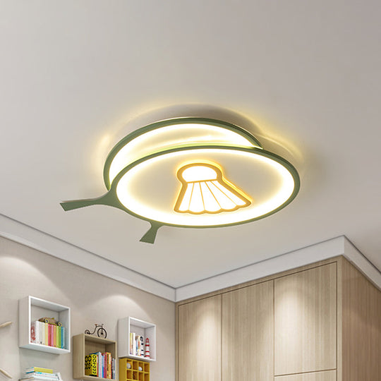 Children’s Badminton Pattern Led Ceiling Light - Green Flush Mount