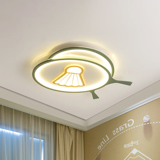 Children’s Badminton Pattern Led Ceiling Light - Green Flush Mount