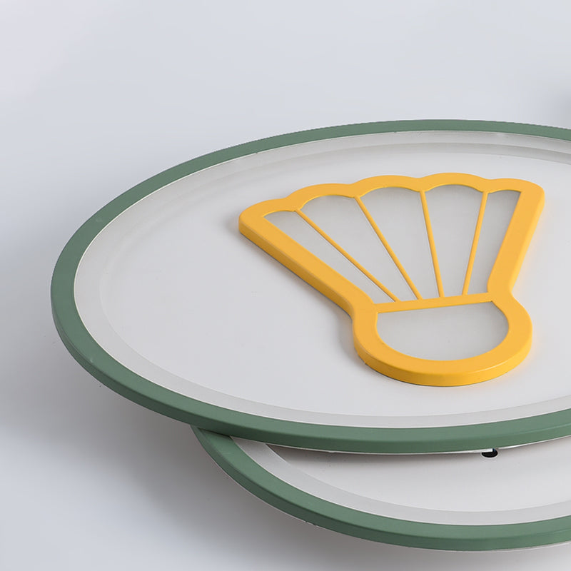 Children’s Badminton Pattern Led Ceiling Light - Green Flush Mount