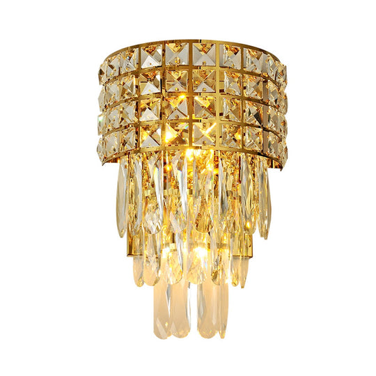 Modern Gold Triangular Crystal Wall Lamp With 3 Lights