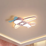 Modern Metal Led Flush Mount Lamp - Pink/Blue Plane Warm/White Lighting 19.5/25.5 Width Pink / 19.5