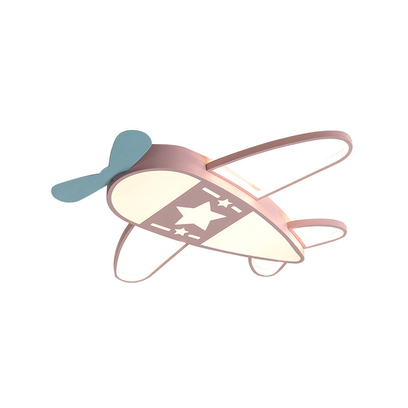 Modern Metal Led Flush Mount Lamp - Pink/Blue Plane Warm/White Lighting 19.5’/25.5’ Width