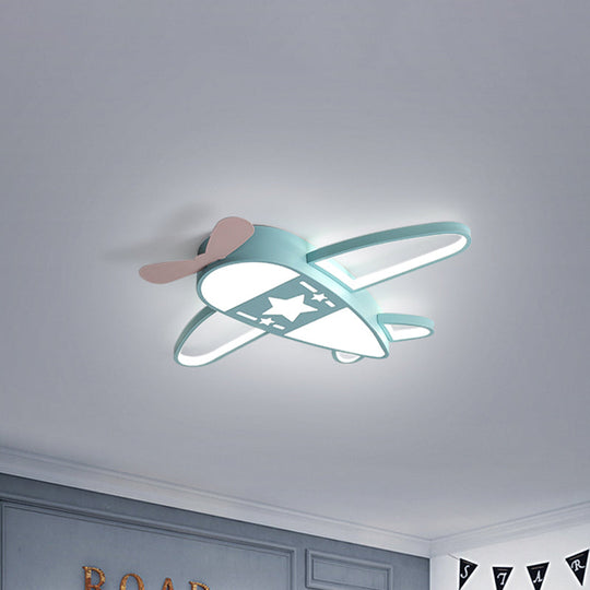 Modern Metal Led Flush Mount Lamp - Pink/Blue Plane Warm/White Lighting 19.5/25.5 Width Blue / 19.5