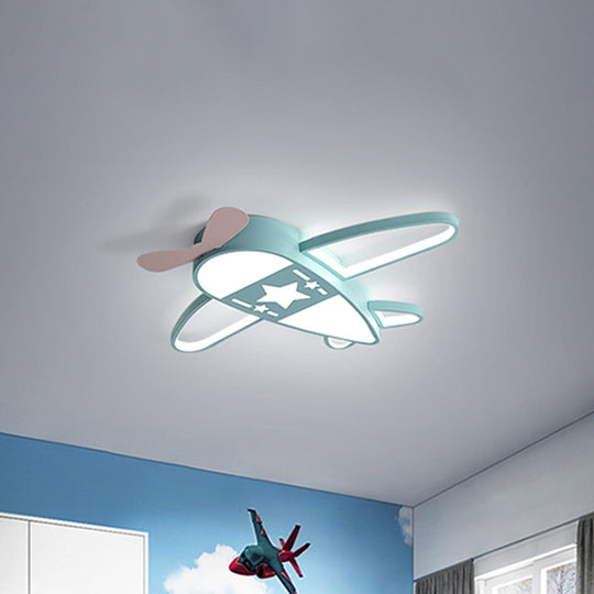 Modern Metal Led Flush Mount Lamp - Pink/Blue Plane Warm/White Lighting 19.5’/25.5’ Width