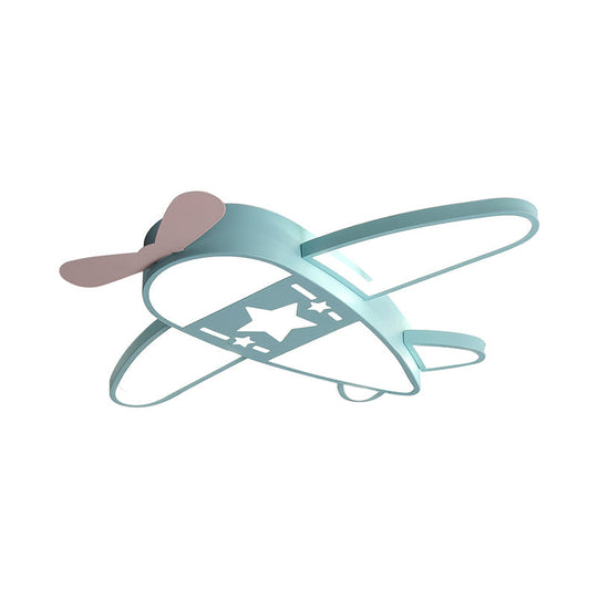 Modern Metal Led Flush Mount Lamp - Pink/Blue Plane Warm/White Lighting 19.5’/25.5’ Width