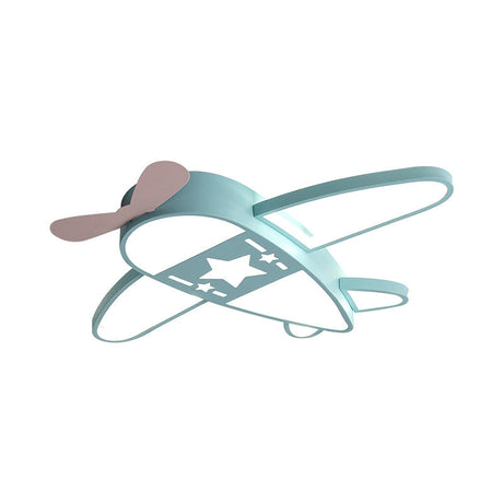 Modern Metal Led Flush Mount Lamp - Pink/Blue Plane Warm/White Lighting 19.5/25.5 Width