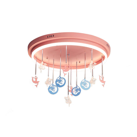 Mermaid And Star Acrylic Led Flush Chandelier For Kids Rooms Pink/Blue 18/21.5 Width