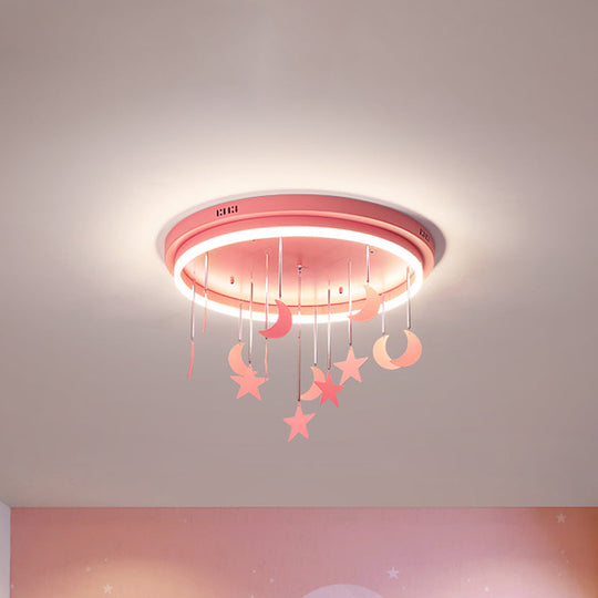 Mermaid And Star Acrylic Led Flush Chandelier For Kids’ Rooms Pink/Blue 18’/21.5’ Width