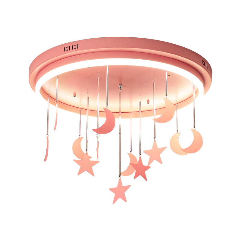Mermaid And Star Acrylic Led Flush Chandelier For Kids’ Rooms Pink/Blue 18’/21.5’ Width