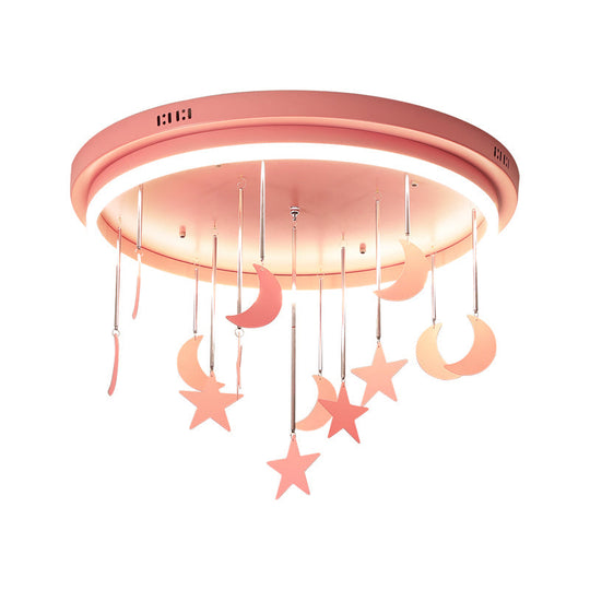 Mermaid And Star Acrylic Led Flush Chandelier For Kids’ Rooms Pink/Blue 18’/21.5’ Width
