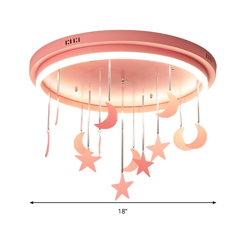 Mermaid And Star Acrylic Led Flush Chandelier For Kids’ Rooms Pink/Blue 18’/21.5’ Width
