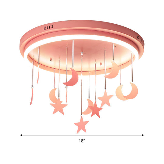 Mermaid And Star Acrylic Led Flush Chandelier For Kids’ Rooms Pink/Blue 18’/21.5’ Width
