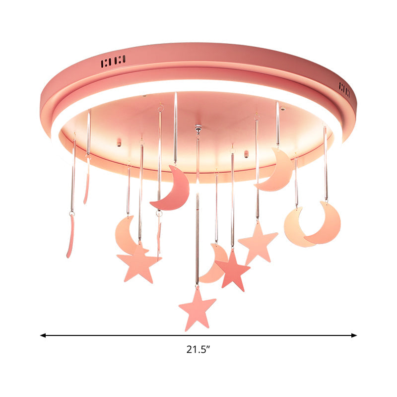 Mermaid And Star Acrylic Led Flush Chandelier For Kids’ Rooms Pink/Blue 18’/21.5’ Width