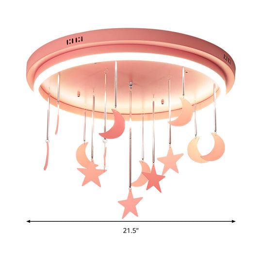 Mermaid And Star Acrylic Led Flush Chandelier For Kids’ Rooms Pink/Blue 18’/21.5’ Width