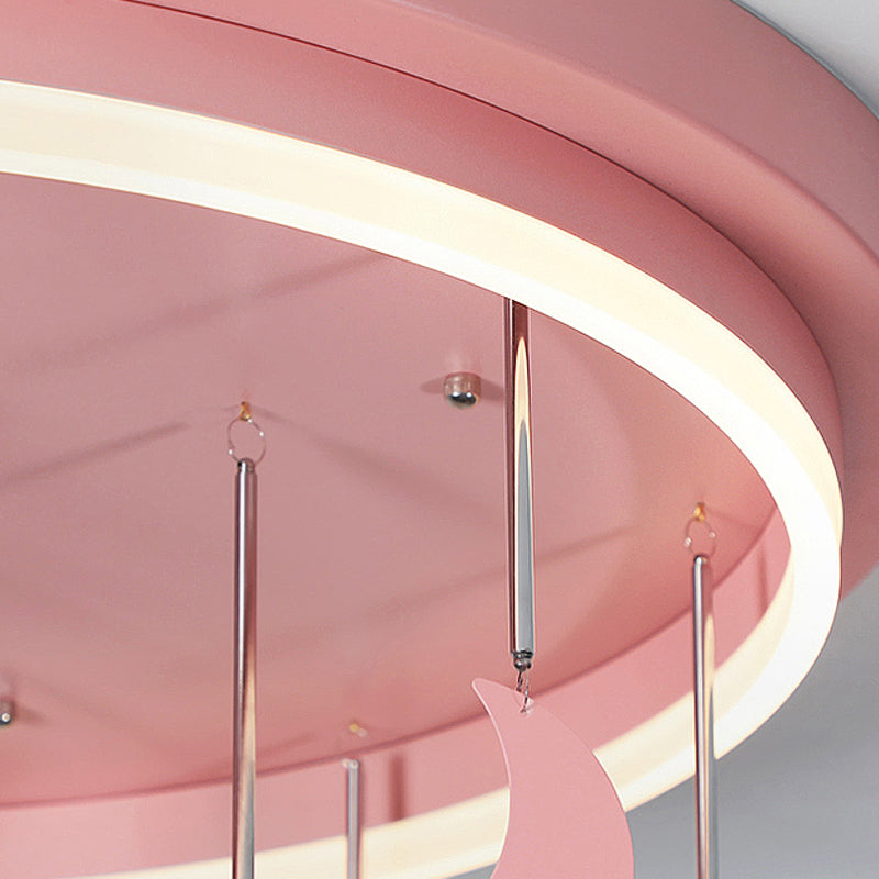 Mermaid And Star Acrylic Led Flush Chandelier For Kids’ Rooms Pink/Blue 18’/21.5’ Width