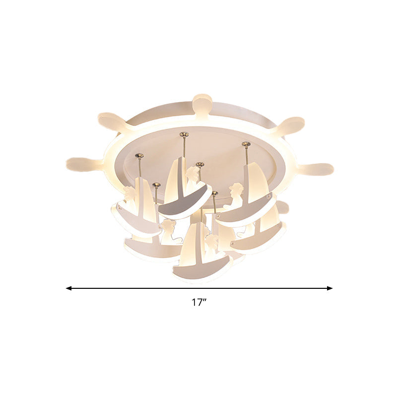 Rubber Canopy Pendant Chandelier With Boat Acrylic Shade And Kids Led Hanging Light