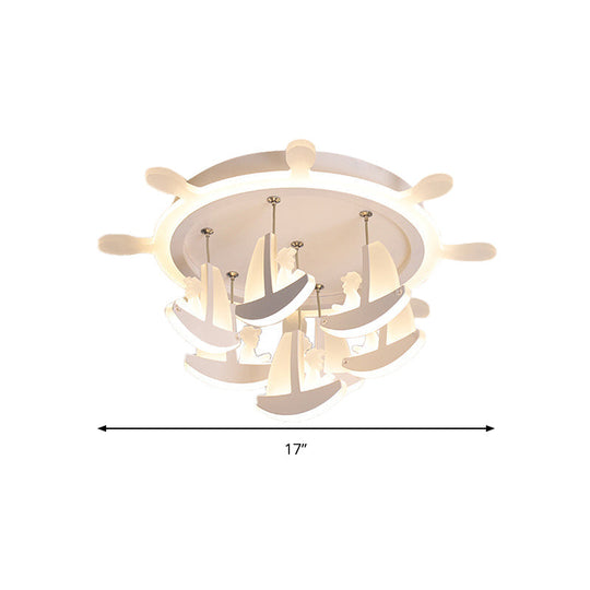 Rubber Canopy Pendant Chandelier With Boat Acrylic Shade And Kids Led Hanging Light