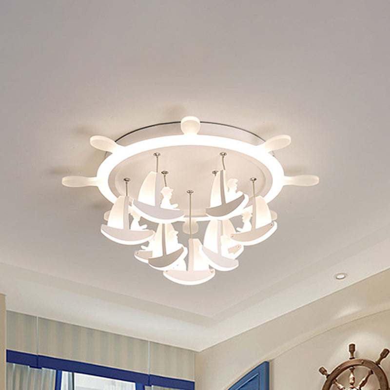 Rubber Canopy Pendant Chandelier With Boat Acrylic Shade And Kids Led Hanging Light
