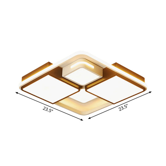 Sleek Square/Rectangle Ceiling Flushmount Led Light Fixture In Black And White Warm/White