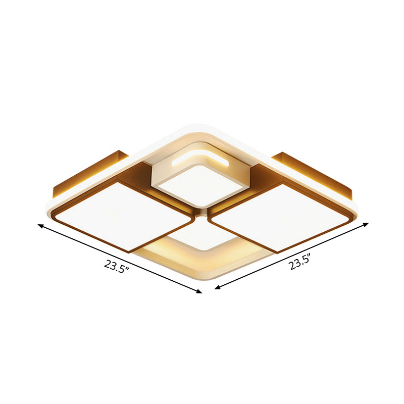 Sleek Square/Rectangle Ceiling Flushmount Led Light Fixture In Black And White Warm/White