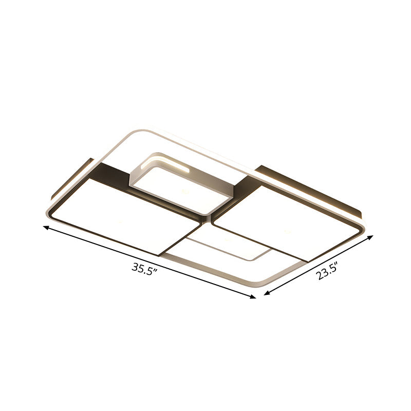Sleek Square/Rectangle Ceiling Flushmount Led Light Fixture In Black And White Warm/White