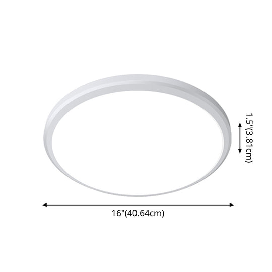 Ultra-Thin Round Led Ceiling Light For Kitchen - Simple White Design With Acrylic Flush Mount