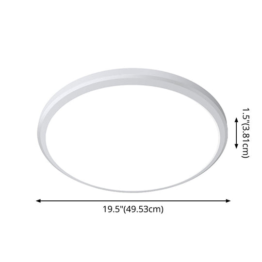 Ultra-Thin Round Led Ceiling Light For Kitchen - Simple White Design With Acrylic Flush Mount