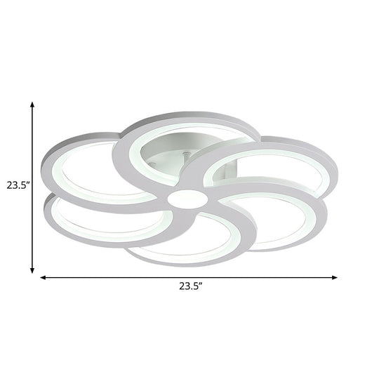 19.5’/23.5’ W Nordic Style Metal And Acrylic Led Flush Mount Light In White - Warm Glow For