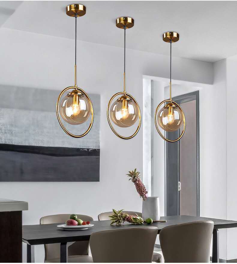 Contemporary Clear Glass Pendant Light Fixture For Bedroom