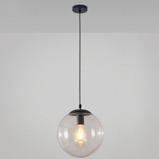 Minimalist Pendant Ceiling Light With Orb Glass Shade - Ideal Restaurant Lighting Fixture Black / 10