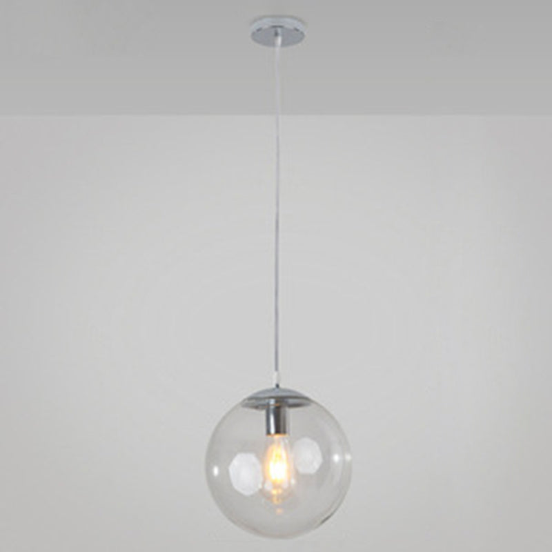 Minimalist Pendant Ceiling Light With Orb Glass Shade - Ideal Restaurant Lighting Fixture Silver / 8