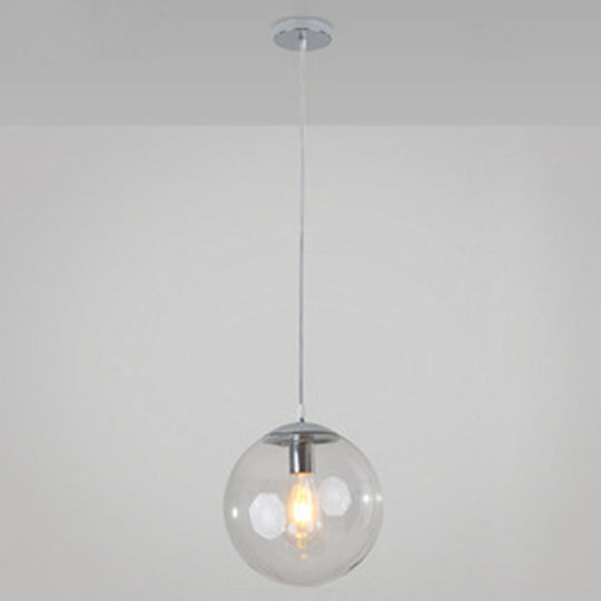 Minimalist Pendant Ceiling Light With Orb Glass Shade - Ideal Restaurant Lighting Fixture Silver / 8