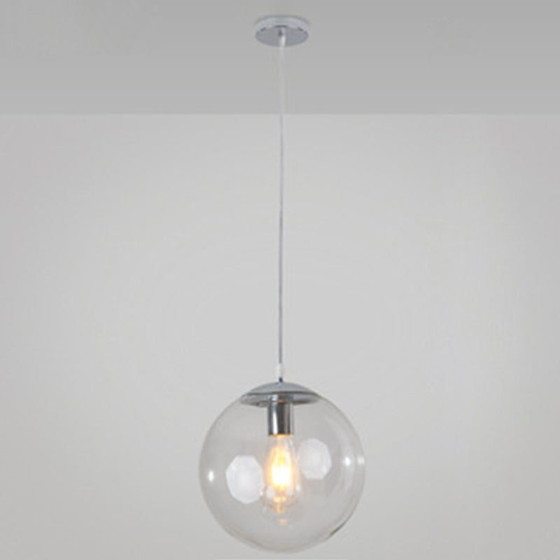 Minimalist Pendant Ceiling Light With Orb Glass Shade - Ideal Restaurant Lighting Fixture Silver /