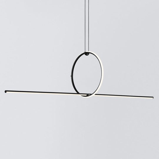 Contemporary Metal Led Hanging Pendant Light For Offices - Black