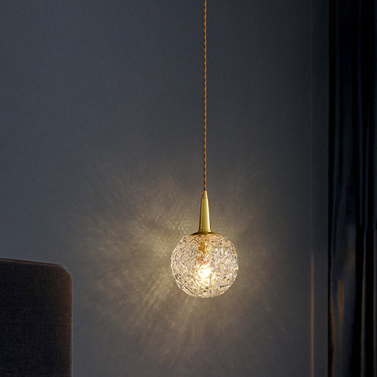 Modern Gold Crystal Pendant Ceiling Light Spherical Suspension Lamp