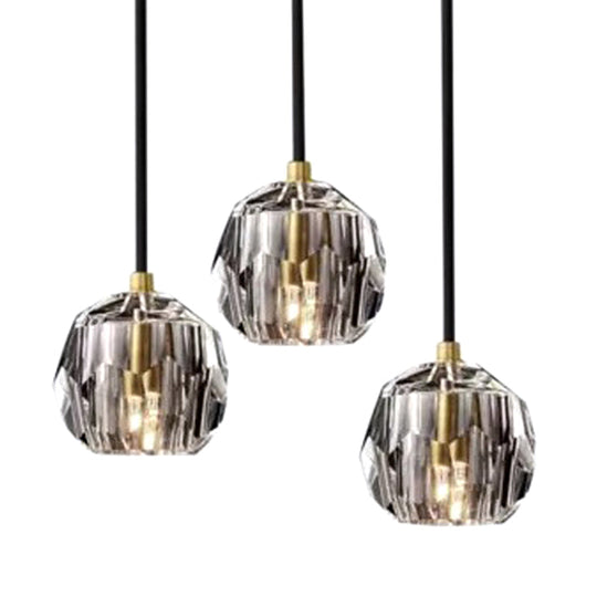 Modern Black Globe Led Crystal Pendant Light