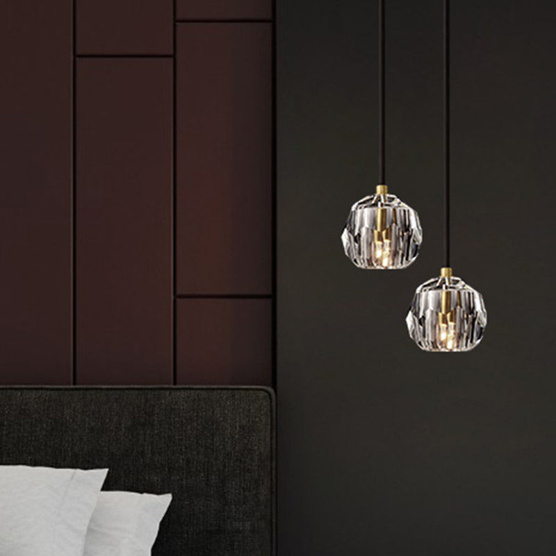 Modern Black Globe Led Crystal Pendant Light