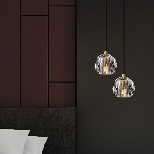 Modern Black Globe Led Crystal Pendant Light